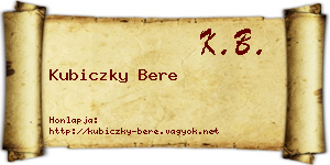 Kubiczky Bere névjegykártya